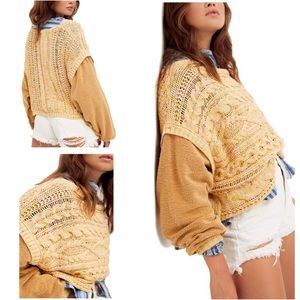 NWT Free People Honey Cable Knit/Fleece Sweater